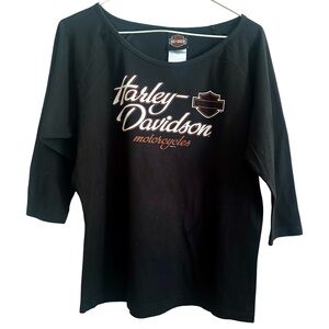 🧡 Harley-Davidson Niagara Canada Winged Black and Orange Women's Long Sleeve Tee